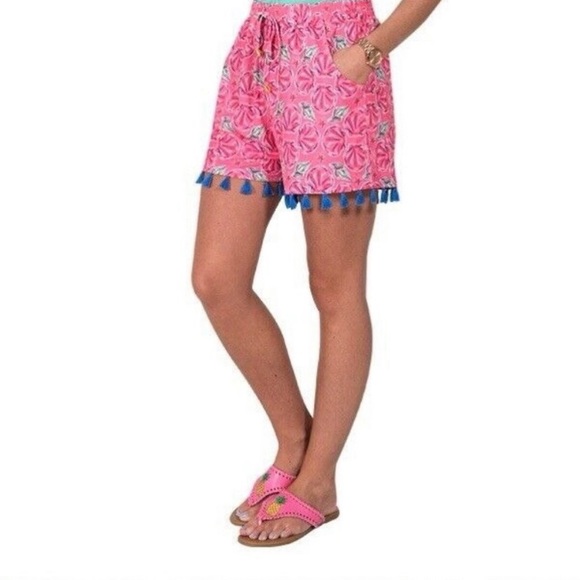 🎀SIMPLY SOUTHERN COLLECTION ‘Wilmington’ Pink Tassel Shorts - Picture 1 of 8
